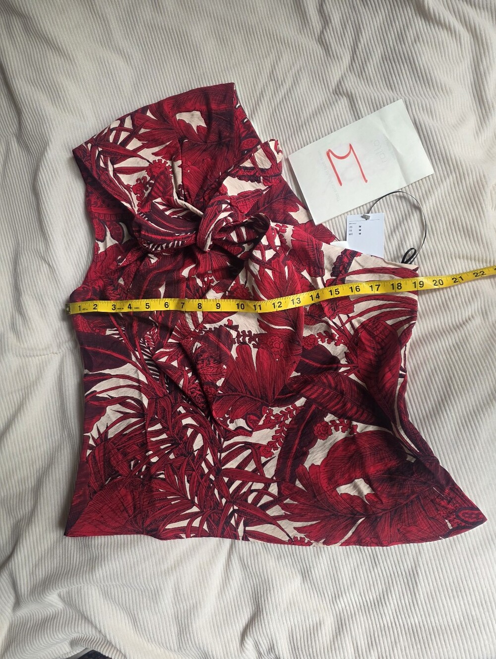 H&M Strap-detail One-shoulder Top Floral Red Paysley Bnwt - Picture 5 of 16